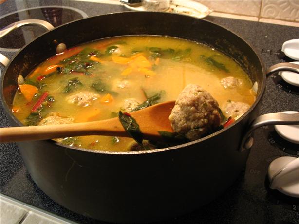 Swiss Chard and Pasta Soup With Turkey Meatballs. Photo by NewEnglandCook