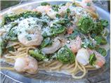 Spaghettini With Fiddleheads and Shrimp