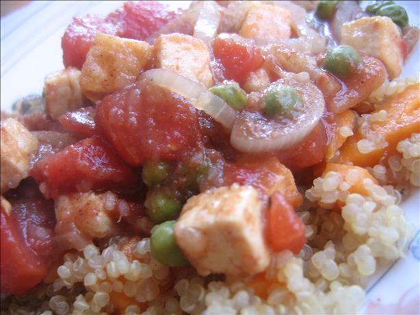 Indian-Spiced Peas With Tofu. Photo by White Rose Child