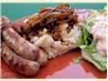 Sausages With Mashed Potatoes, Beer and Onion Gravy and Mustard