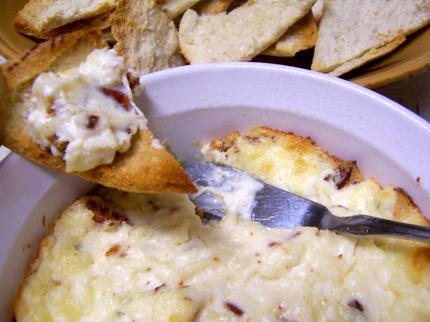 Hot Bacon & Swiss Dip With Pita Crisps. Photo by alligirl