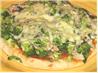 Pita Pizza, Spinach, Broccoli, Onion, and Mushroom