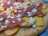 Peach, Prosciutto and Goat Cheese Summer Pizza. Recipe by Thymestudio