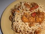 Chicken on Pasta With Spicy Asian - Style Sauce