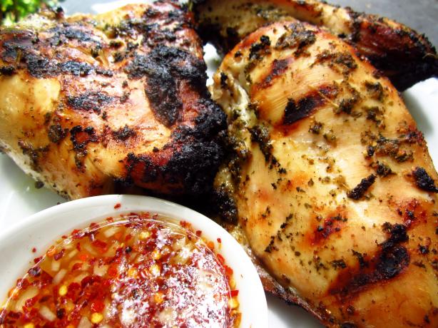 Thai-Style Grilled Chicken W/ Spicy Sweet and Sour Dipping Sauce. Photo by gailanng