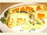 Chicken, Spinach, Broccoli, and Cheese Crepes With Hollandaise S