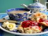 Traditional English Tea Time Scones With Jam and Cream