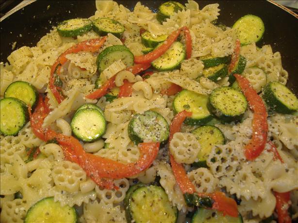 Zucchini Pepper Basil Pasta Toss. Photo by vivmom