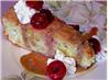 Pine Nut Cake With Poached Cherries and Caramel Sauce