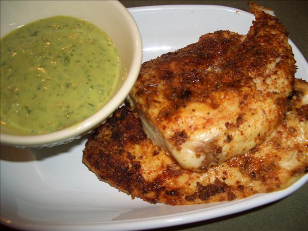 Spice Rubbed Chicken Breasts W/ Spicy-Cool Mint Sauce. Photo by Chef-girl-OK