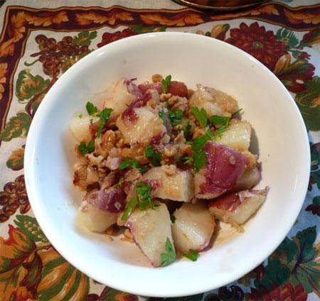 New Potatoes and Walnut Sauce. Photo by Mikekey