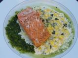 Alaska Salmon W. Tomatillo Sauce, Fresh Corn & Poblano Chile