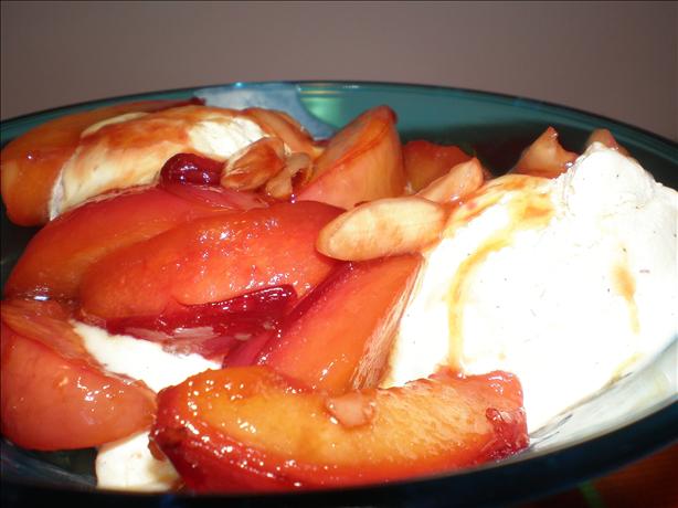 Warm Nectarines With Almonds and Vanilla Ice Cream - Sweden. Photo by katia