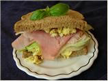 Open-Faced Sandwich Ham and Boiled Egg With Chives