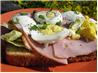 Open-Faced Sandwich Ham and Boiled Egg With Chives