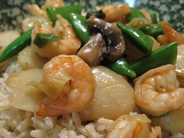 Shrimp With Snow Peas and Water Chestnuts. Photo by MsSally