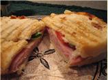 Mozzarella, Ham, and Basil Panini