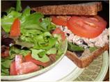 Tuna, Arugula and Feta Sandwich and Salad