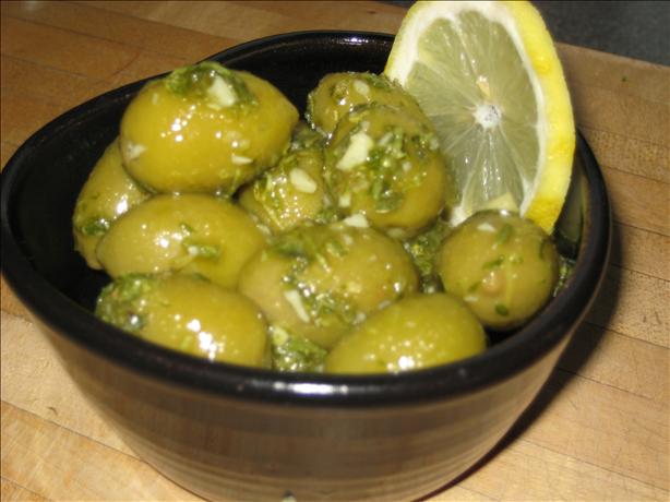 Marinated Olives With Lemon and Fresh Herbs. Photo by Cookin'Diva