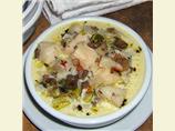 Chopped Mushroom Stems and Scallop Chowder