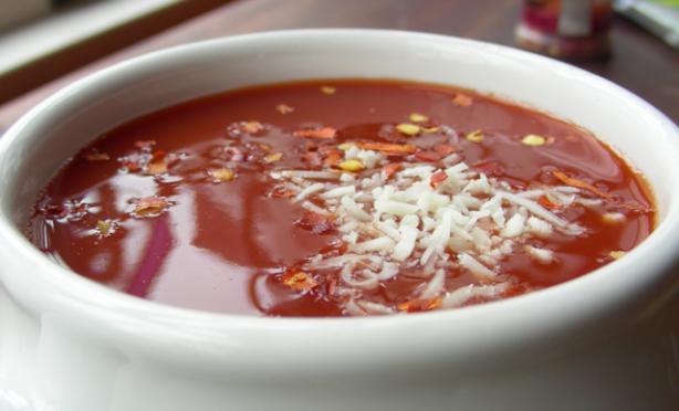 V8 and Mozzarella Soup. Photo by Andi of Longmeadow Farm