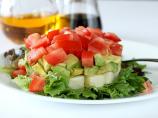 Avocado, Tomato and Mozzarella Tower Salad