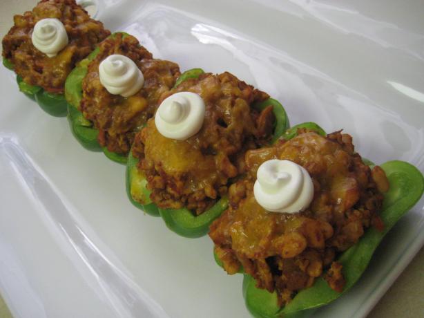 Chicken Stuffed " Chili" Bell Peppers. Photo by DeeVaFoodie