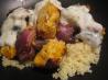 Grilled Tandoori Chicken and Red Onion Skewers With Couscous