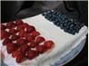 Fourth of July or French Flag White Sheet Cake With Raspberries. Recipe by Redsie