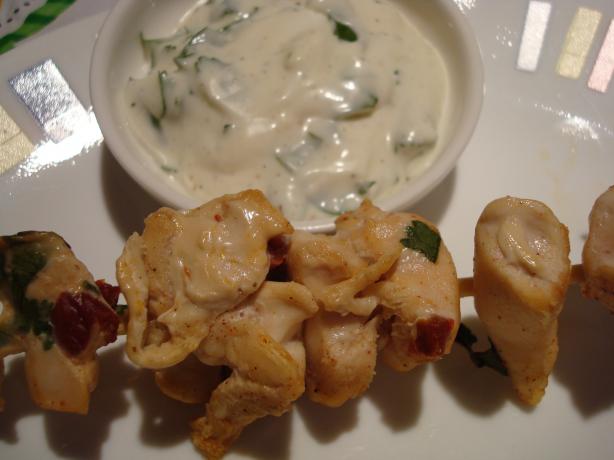 Chipotle Chicken Skewers With Creamy Cilantro Dipping Sauce. Photo by Starrynews