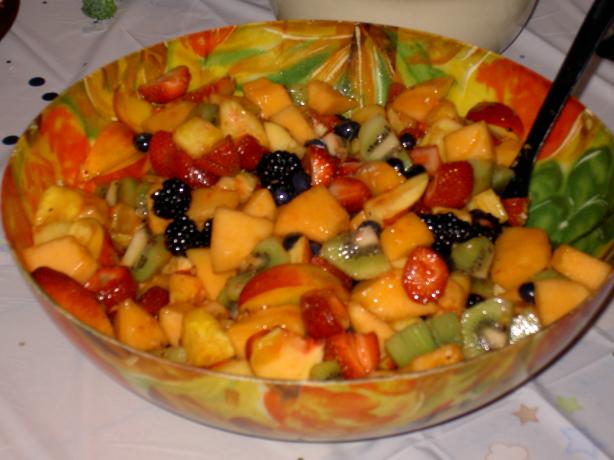 Fruit Salad With Honey Ginger Lime Dressing. Photo by Weiner's Mom