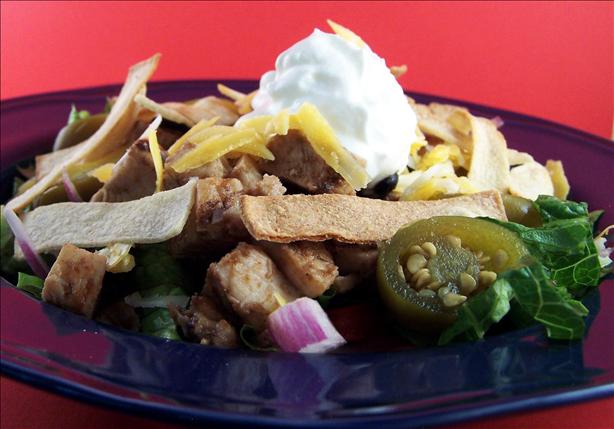 Low-Fat Chicken Tostada Salad. Photo by PaulaG