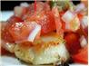 Pan Seared Scallops With Fresh Tomato Caper Salsa. Recipe by Andi of Longmeadow Farm