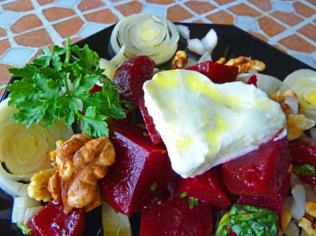 Beet Salad With Goat Cheese and Walnuts. Photo by awalde