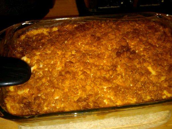 Cheesy Potatoes W/ Corn Flakes. Photo by chefBrandiLei