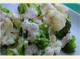 Microwave Broccoli and Cauliflower With Mustard Sauce