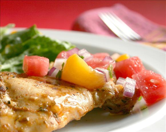 Marinated Grilled Chicken With Watermelon Salsa. Photo by Cookin-jo