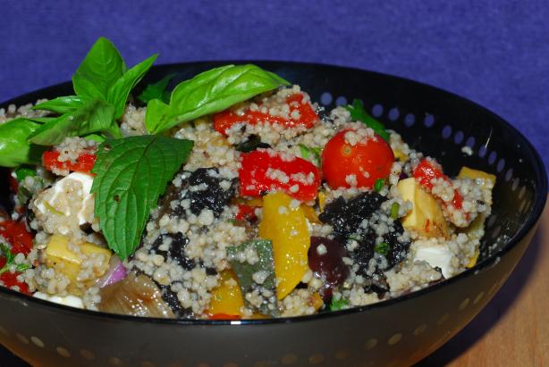 Minted Couscous With Roasted Vegetables. Photo by Katzen