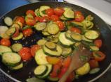 Sauteed Zucchini, Cherry Tomatoes, Olives and Basil. Photo by Sarah in New York