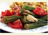 Roasted Okra, Tomatoes & Garlic