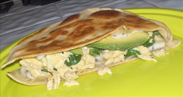 Eggs and Blue Cheese Quesadilla. Photo by CookiePuss