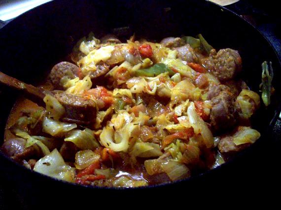 Beer Bratwurst and Cabbage. Photo by CindiJ