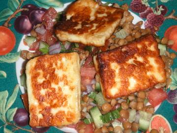 Halloumi and Lentil Salad. Photo by Leggy Peggy