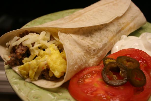 Egg & Sausage Breakfast Burrito. Photo by Kitchen Witch Steph