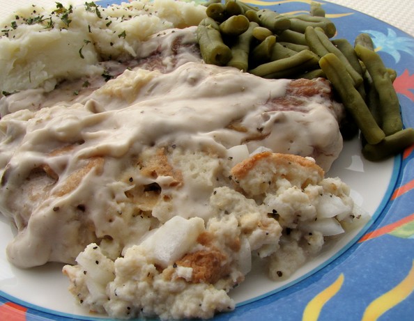 Stuffed Pork Chops in Mushroom Soup. Photo by lazyme