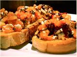 Golden Tomato Bruschetta W/ Gorgonzola & Balsamic Syrup