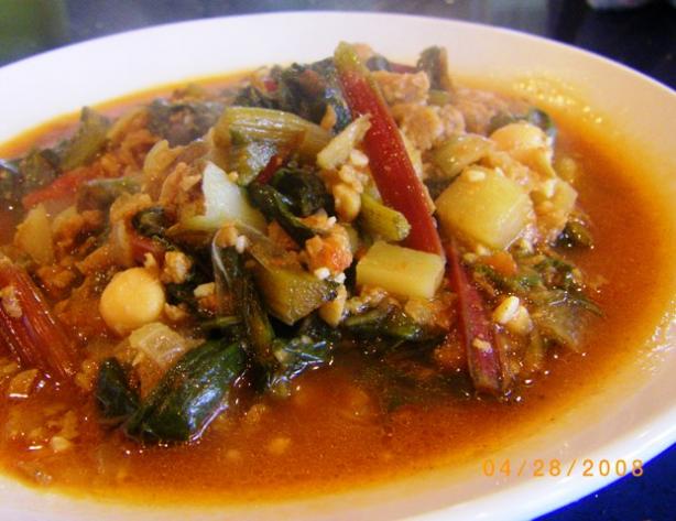 Portuguese Chourico and Kale Soup (Adapted from Rachael Ray). Photo by Susiecat too