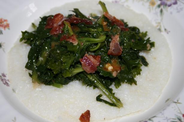 Bacon Cider Saut&eacute;ed Collard Greens/Honey Mustard Drizzle. Photo by RedFarmGirl