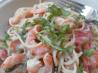 Shrimp and Pasta in a Basil  Cream Sauce