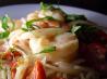 Shrimp and Pasta in a Basil  Cream Sauce